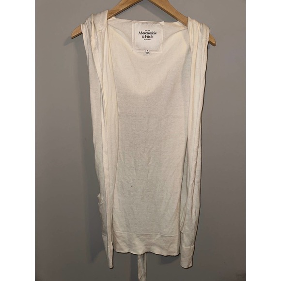 ABERCROMBIE and fitch sleeveless hooded cream vest - sz medium - Picture 2 of 6